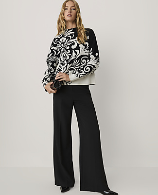 Paisley Jacquard Mock Neck Sweater