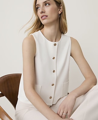 Ann Taylor Button Patch Pocket Top