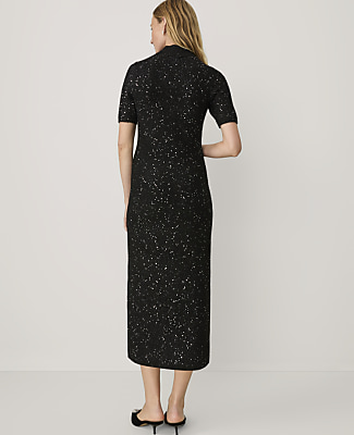 Sequin Mock Neck Sweater Dress