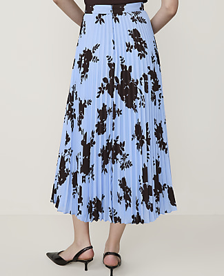 Floral Pleated Midi Skirt