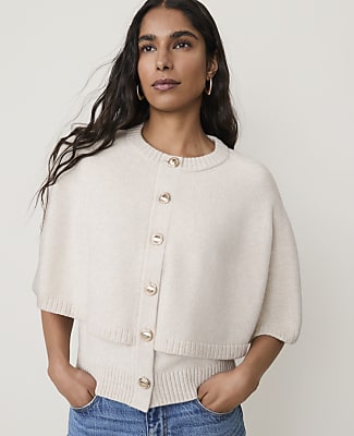 Ann Taylor Short Sleeve Capelet Cardigan