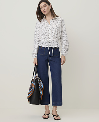 Ann Taylor Petite Weekend Patch Pocket Jean In Vintage Dark Wash