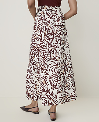 Petite Paisley Maxi Skirt in Satin