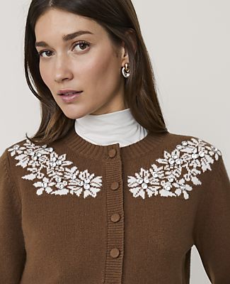 Petite Floral Embellished Cardigan