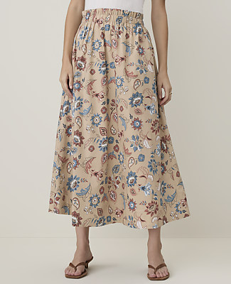 Petite Weekend Floral Paperbag Midi Skirt