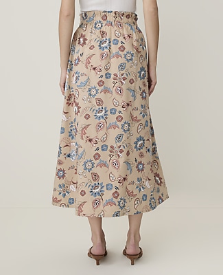 Petite Weekend Floral Paperbag Midi Skirt