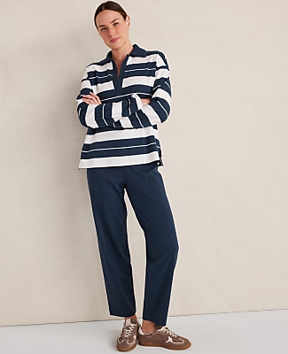 Haven Well Within Organic Cotton Interlock Stripe Johnny Collar Top