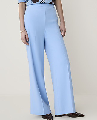 The Petite Side Zip Wide-Leg Pant in Fluid Crepe