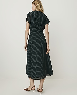 Petite Striped Midi Flare Dress