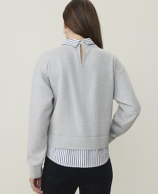 Weekend Collared Mixed Media Sweatshirt
