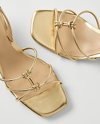 Metallic Leather Heel Sandal