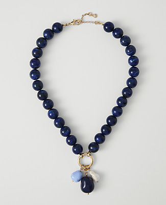 Ann Taylor Lapis Beaded Charm Necklace