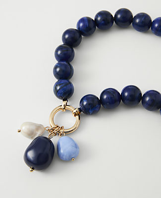 Lapis Beaded Charm Necklace