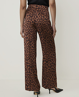Ann Taylor The Pleated Animal Print Pant Brown Women's