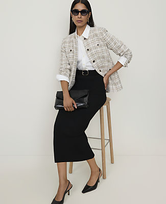 Petite Plaid Split Hem Jacket