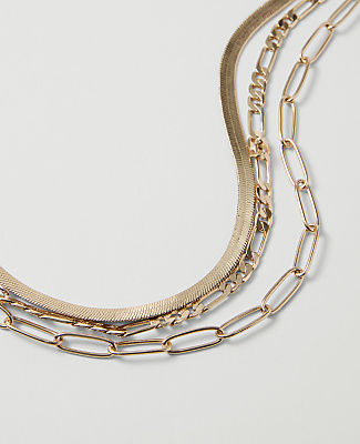 Ann Taylor Layered Mix Chain Necklace Goldtone Women's