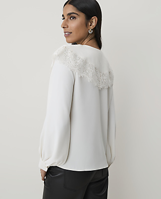 Petite Lace Cape Collar Blouse