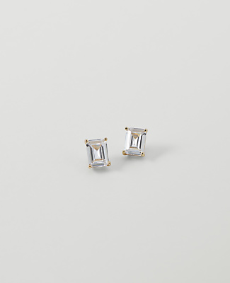 Ann Taylor Emerald Stud Earrings In Goldtone