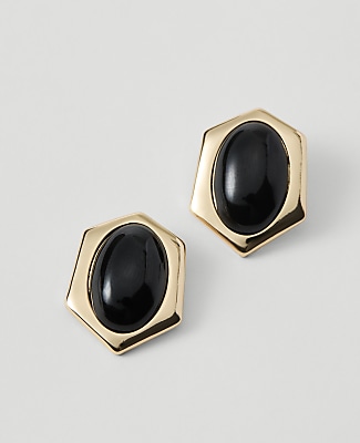 Ann Taylor Sculptural Stone Stud Earrings In Goldtone