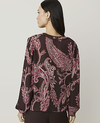 Paisley Bobble Trim Blouse