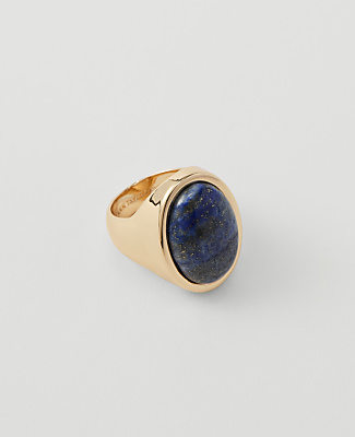 Ann Taylor Oval Lapis Ring In Goldtone