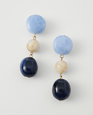 Ann Taylor Triple Stone Drop Earrings In Goldtone