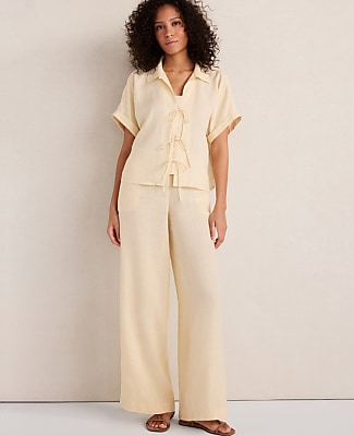 Haven Well Within Linen Tie-Front Top