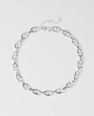 Ann Taylor Chain Link Necklace In Silvertone