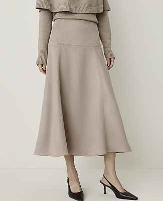 Full Midi Skirt in Faux Suede