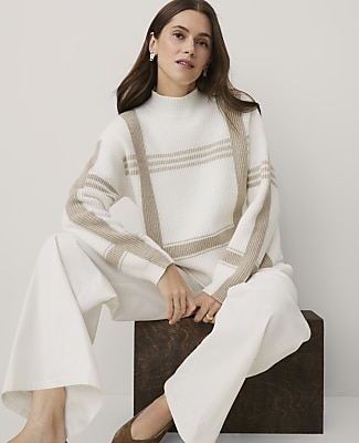 Petite Weekend Plaid Mock Neck Sweater