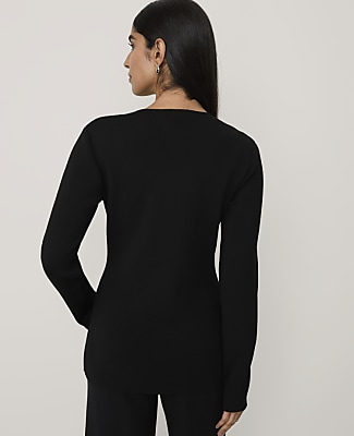 Petite Crew Neck Sweater Jacket
