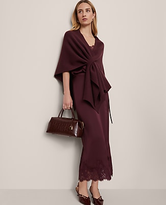 Satin Lace Hem Wrap Skirt