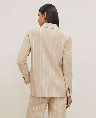 The Petite Double Breasted Blazer in Pinstripe