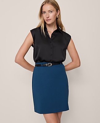 Ponte Belted A-Line Skirt
