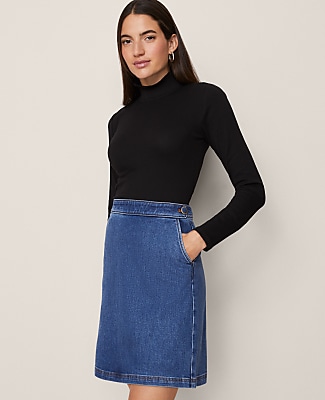 Weekend Button Waist Denim Skirt - Classic Indigo Wash