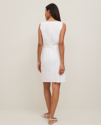 Petite Belted Square Neck Pocket Dress