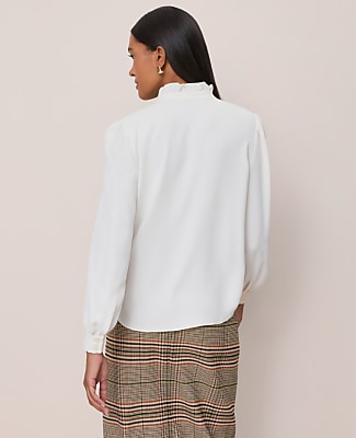 Ruffle Neck Satin Blouse