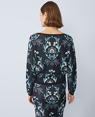 Floral Jacquard Boatneck Sweater