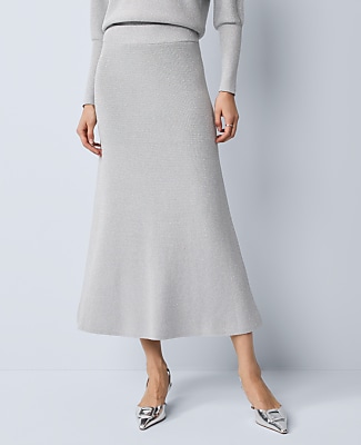 Ribbed Lurex Midi Skirt