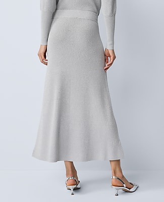Ribbed Lurex Midi Skirt