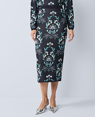 Floral Jacquard Sweater Skirt