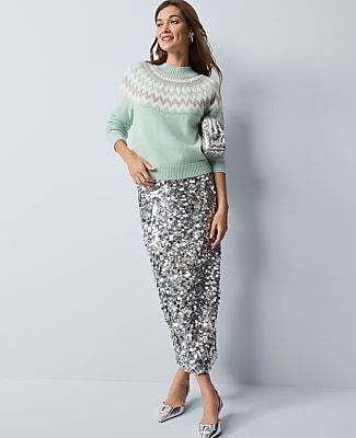 Fair Isle Mock Neck Sweater