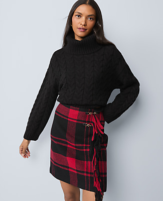 Weekend Plaid Wrap Effect Skirt
