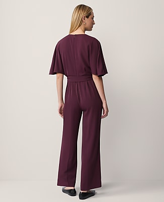 Petite Belted Crew Neck Jumpsuit