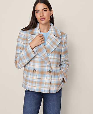 Petite Weekend Plaid Short Trench Coat
