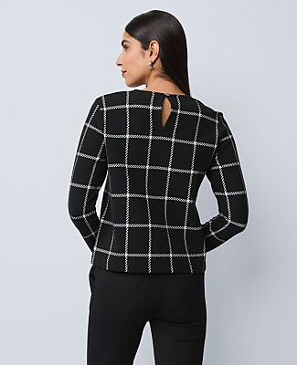 Windowpane Knit Top
