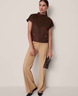 Petite Faux Suede Horsebit Top