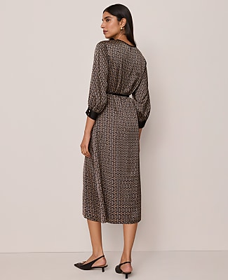 Petite Chain Link Print Midi Dress