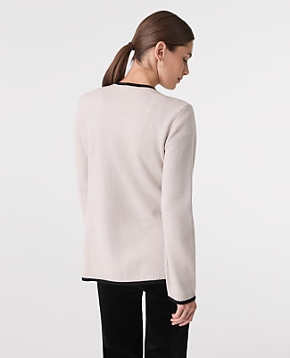 Contrast Trim Sweater Jacket