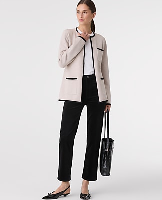 Contrast Trim Sweater Jacket